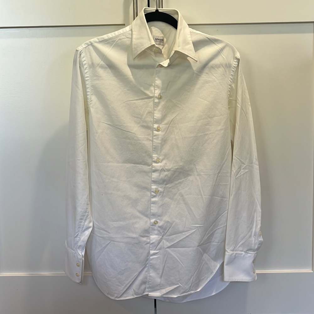 ARMANI Collezioni White Dress Shirt Size 38/15/R 100% Cotton
